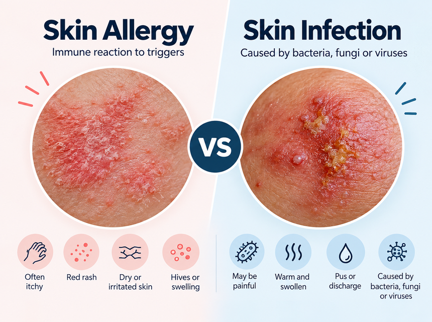 skin allergy vs skin infection featured